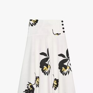 Zara Black and Yellow Floral Midi Skirt